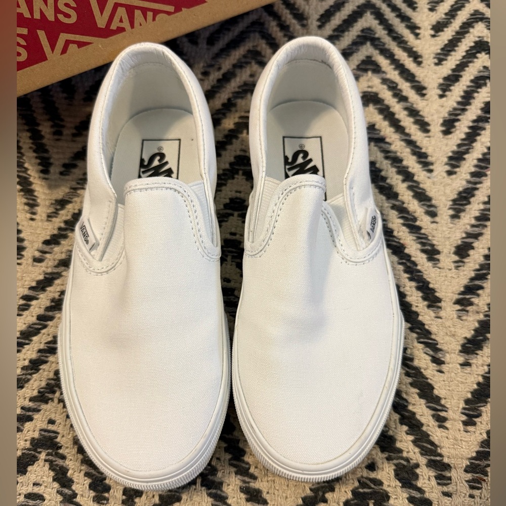Vans white slip on